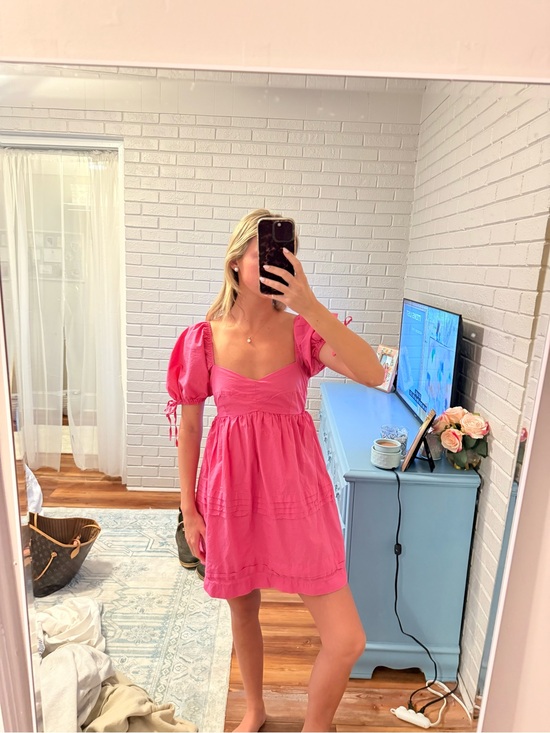 English Factory Dresses & Skirts - English Factory Hot Pink Puff-Sleeve Mini Dress